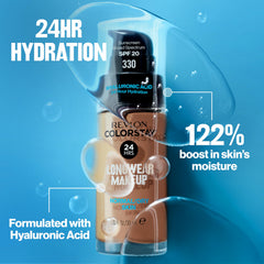 Close-up of texture and smooth application of Revlon ColorStay foundation