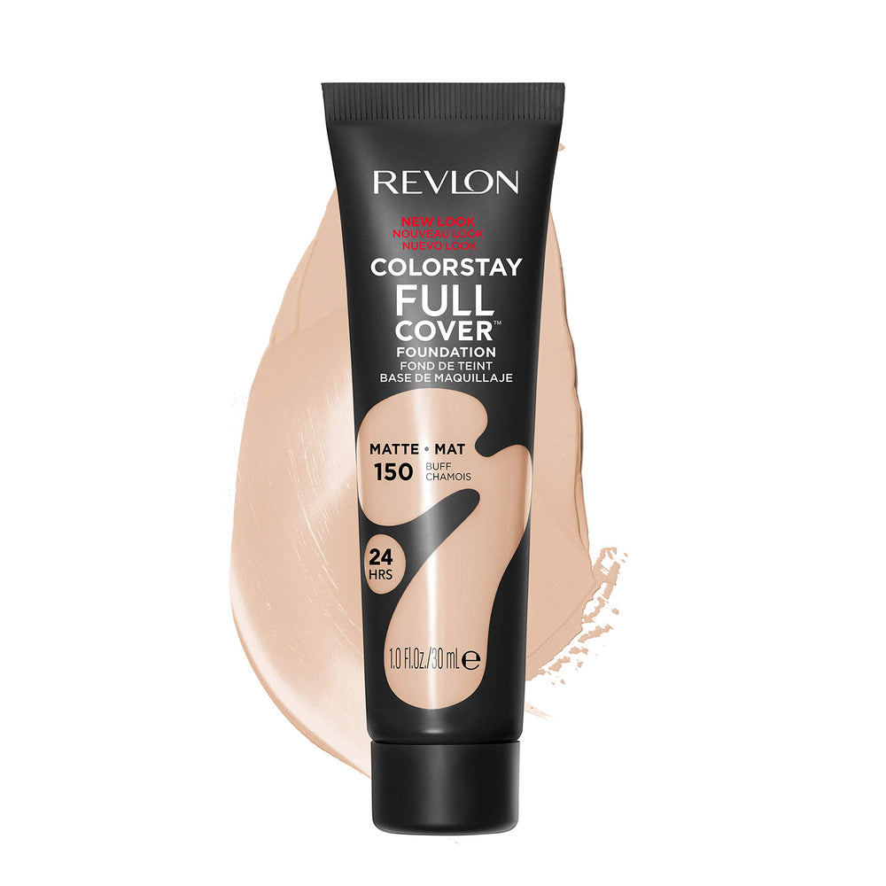 Revlon ColorStay Full Cover bottle closeup showing matte, long-wear foundation