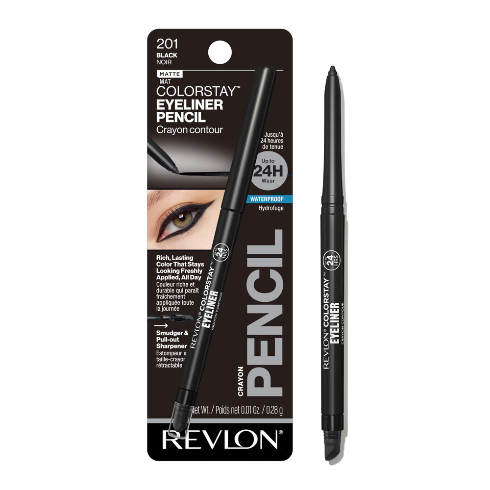 Revlon ColorStay Pencil Eyeliner built-in sharpener showing precise tip and long wear possibility