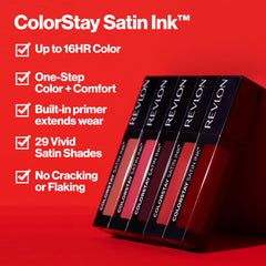 REVLON ColorStay Satin Ink application swatch demonstrates smooth one-step color