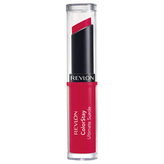 REVLON ColorStay Ultimate Suede application swipe demonstrates smooth, hydrating lip color
