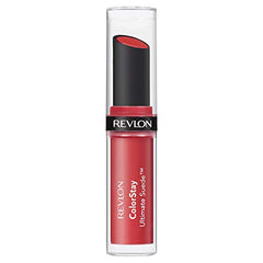 Revlon ColorStay Ultimate Suede creamy formula close-up shows instant lip hydration.