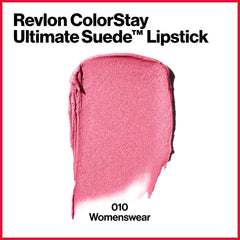 Revlon ColorStay Ultimate Suede Lipstick 010 longwear test shows lasting color.