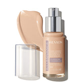 Revlon Illuminance bottle closeup shows hydrating formula for radiant skin.