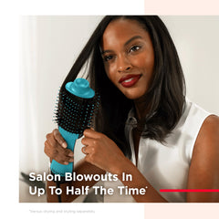 REVLON One-Step Mint root-volume-action image invites quicker, fuller hairstyles.
