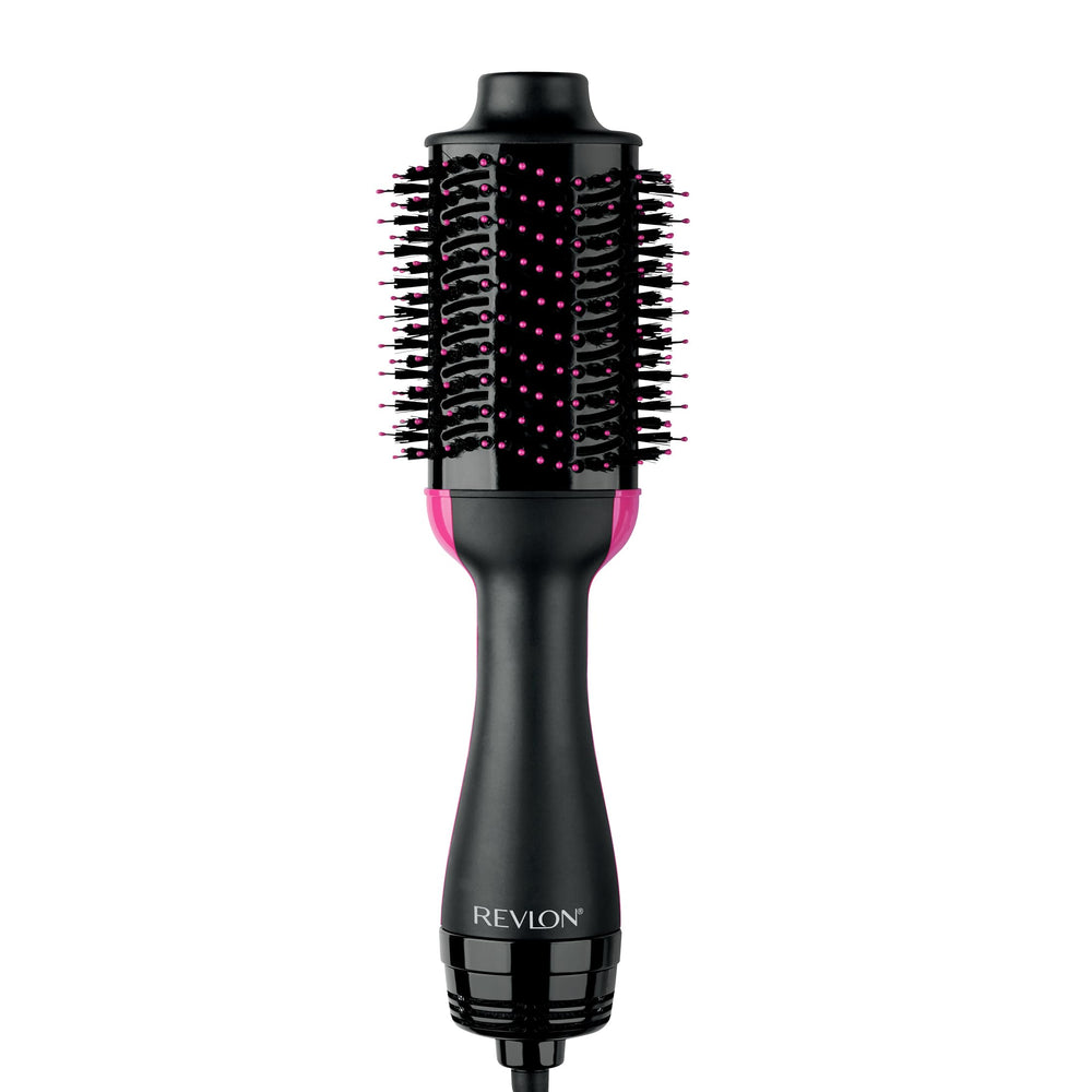REVLON One-Step Volumizer front view showing sleek black design and quick styling
