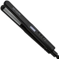 REVLON Perfect Heat ceramic flat iron close-up of 1-inch plates for efficient straightening
