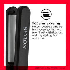 REVLON Perfect Heat ceramic flat iron shows 430°F heat readout for fast styling