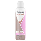 Rexona Clinical aerosol classic can closeup showing long lasting odor control