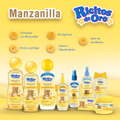 Ricitos de Oro clarifying lotion chamomile demonstrates hair shine and silkiness after use.