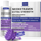 Rida Anti Fungal Shampoo bottle demonstrates medicated dandruff relief.
