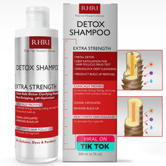 Rida Detox Shampoo bottle shows the product for a clarifying cleanse