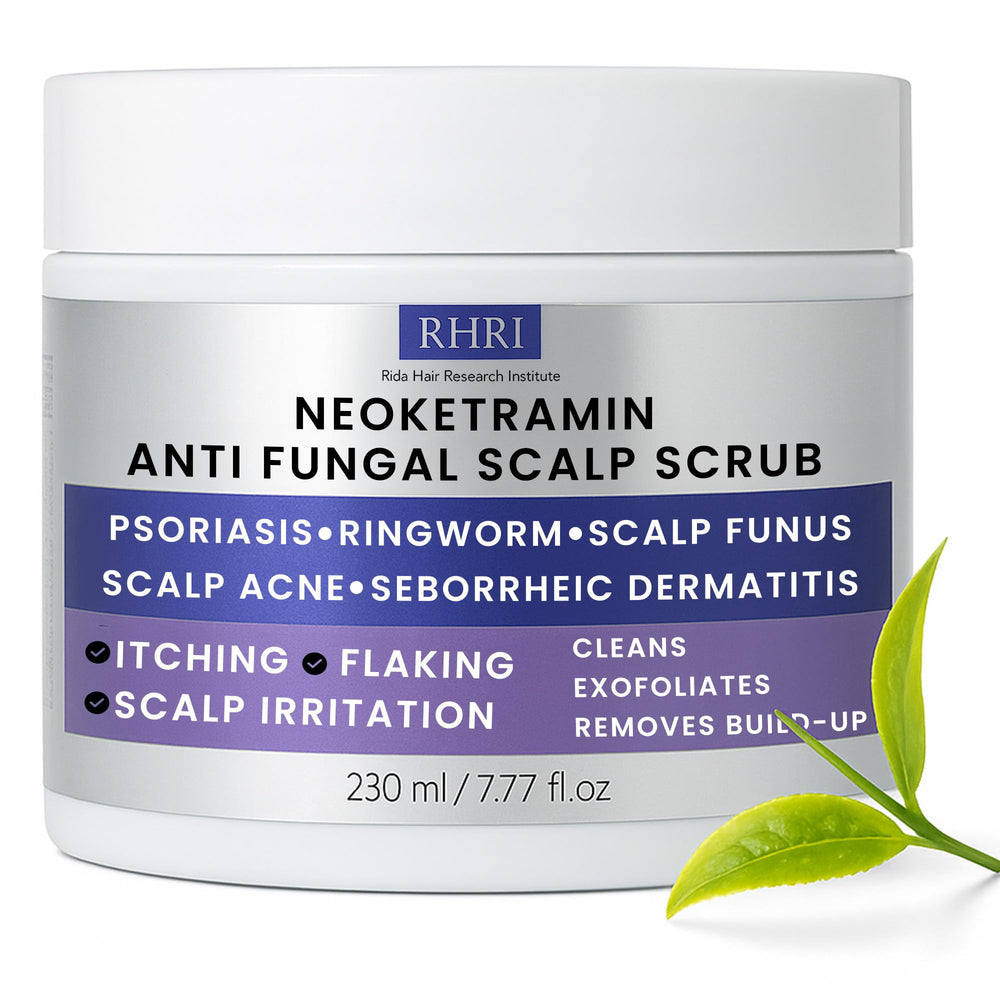 Rida anti fungal scrub bottle promoting medicated dandruff relief and scalp care