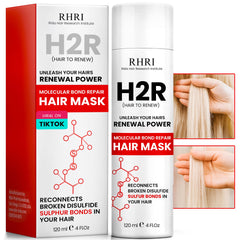 Rida Hair Research Institute hair mask damaged-hair bottle highlights advanced molecular repair for stronger bonds.