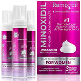 Rida Hair minoxidil foam dispenses for precise women's application targeting thinning areas.
