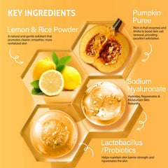 RIHAKO pumpkin enzyme mask application on hand demonstrates creamy texture.