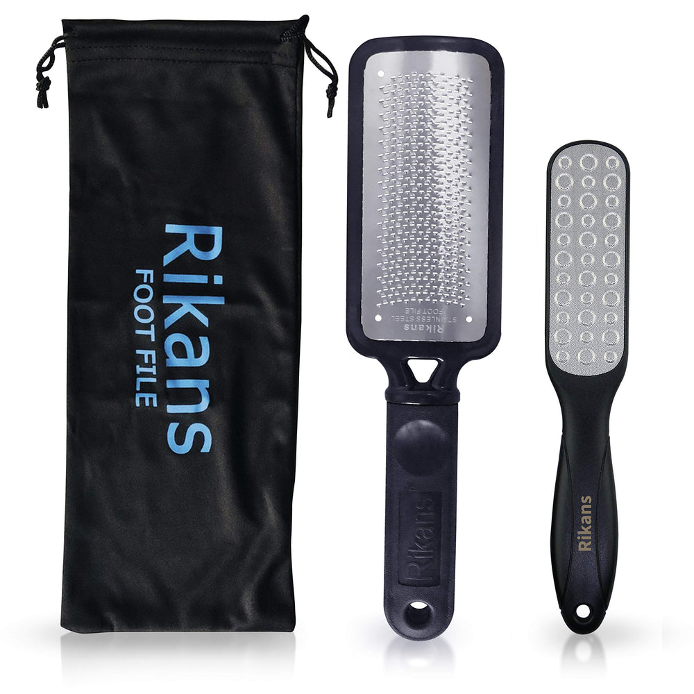 Rikans Colossal Foot File front view shows premium stainless steel for smooth foot prep