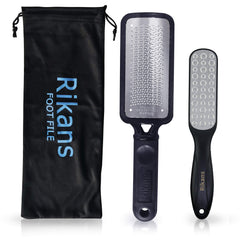 Rikans Colossal Foot File front view shows premium stainless steel for smooth foot prep