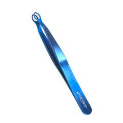 Rinocos premium handmade tweezers round-tip closeup showing craftsmanship and precision