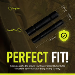 Riot Balls trigger pin set corrosion-resistant finish withstands moisture and field cleaning