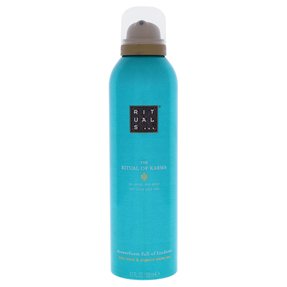 RITUALS The Ritual of Karma foaming shower gel bottle pour promotes gentle cleanse and silky skin.