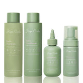 Rizos Curls complete lengthening oil bottle demonstrates longer, fuller hair potential.