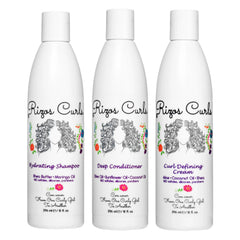 Rizos Curls trio bundle shampoo bottle for hydrated curls and clean wash