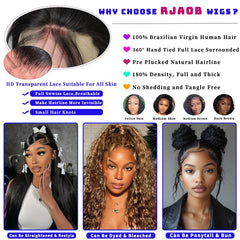 RJAOB Deep Wave 360 wig cap construction with 360 lace and adjustable straps.