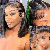 Rnsnwiee short bob wig with real human hair, front view for natural daily wear