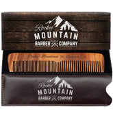 Rocky Mountain Barber Company wood hair comb in natural finish for smooth styling.
