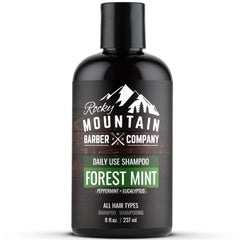 Rocky Mountain Barber Company tea tree shampoo bottle with pump for daily refreshing cleanse