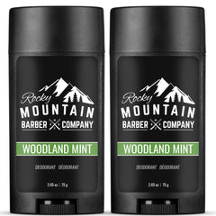 Rocky Mountain Barber Woodland Mint 2-pack on shelf promises all-day freshness.