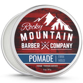 Rocky Mountain Barber Company Pomade strong hold jar offers reliable hold for classic styles