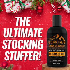 Rocky Mountain Cedar Spice face-wash highlights gentle cleansing suitable for sensitive skin.