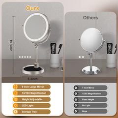Rocollos wireless makeup mirror with 4000mAh battery for cordless convenience.