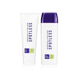 Rodan + Fields Spotless Regimen benzoyl peroxide face wash bottle cleanses pores gently for clearer skin.