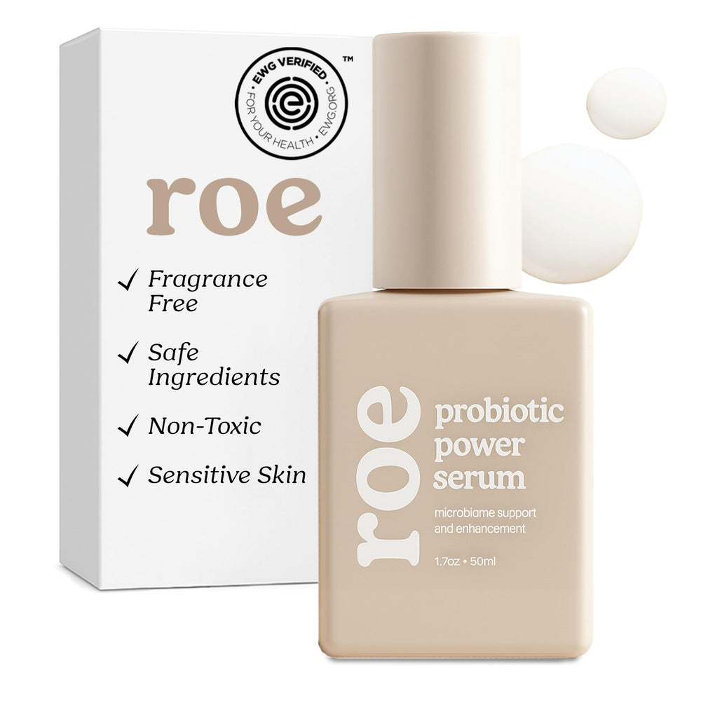 Roe Wellness Baby Serum bottle closeup for hydrating baby skin.