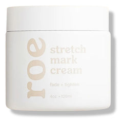 Roe Wellness Stretch Mark Cream bottle applying to skin for hydration and elasticity.
