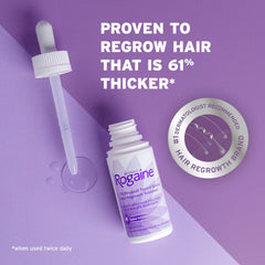 Applying Rogaine to scalp with dropper showing targeted treatment benefit
