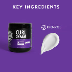 Rolda Curl Cream on model's curls showing enhanced bounce and moisture.