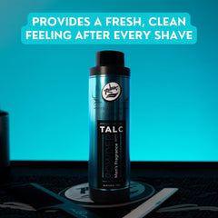 Rolda talc powder dusting on skin demonstrating moisture reduction for a fresh feel