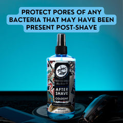Rolda Urban After Shave Tonic label closeup emphasizes paraben-free and cruelty-free formula