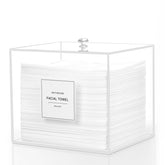 Rolheit acrylic face-towel-holder lid-with-rhinestone keeps towels organized and accessible.
