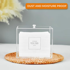 Rolheit acrylic face-towel-holder see-through box for quick towel refills.