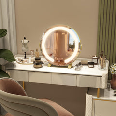ROLOVE Gold Vanity Mirror rotated to show 360-degree angle versatility.