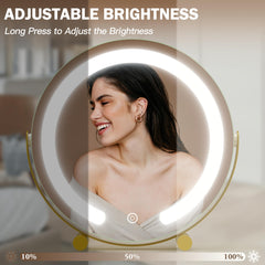 ROLOVE Gold Vanity Mirror brushed gold finish highlights premium design.