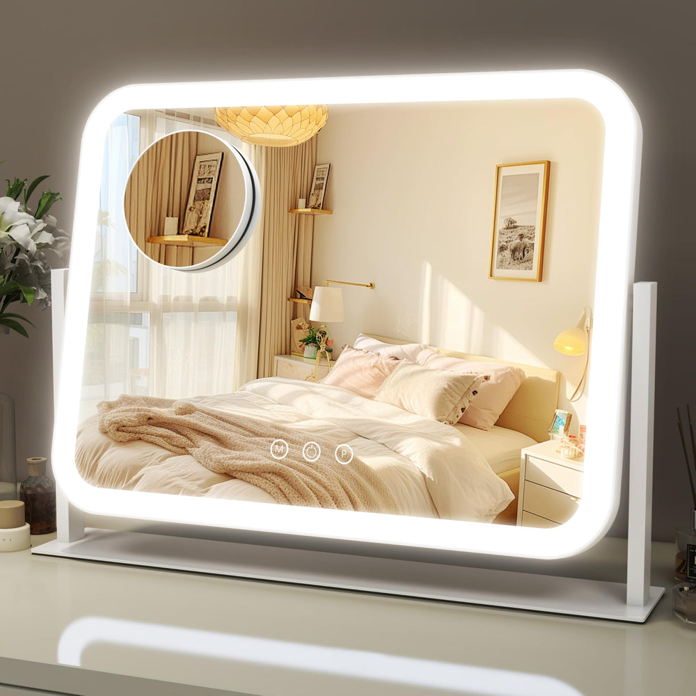 ROLOVE lighted makeup mirror 16x12 display for full-face makeup and skincare