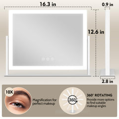 ROLOVE vanity mirror 360 rotation enables versatile angles during application