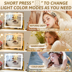 ROLOVE vanity mirror smart dimming offers warm day or cool lighting modes