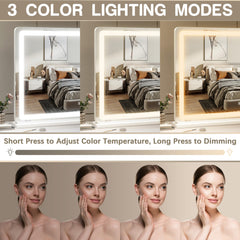 ROLOVE vanity mirror tabletop or wall mounting supports flexible placement in any room